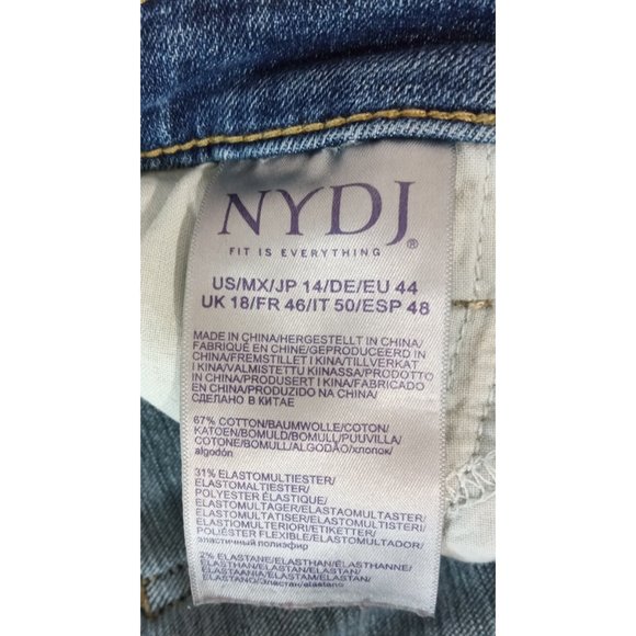 Not Your Daughters Jeans NYDJ Cropped Blue Jeans Zip Ankles High Rise Plus Sz 14 - Picture 2 of 7